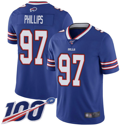 Men Buffalo Bills #97 Jordan Phillips Royal Blue Team Color Vapor Untouchable Limited Player 100th Season NFL Jersey->buffalo bills->NFL Jersey